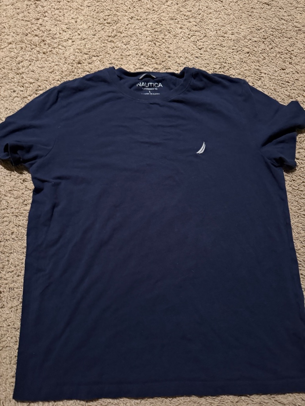 Nautica Men's Navy Short-Sleeve Crew Tee with White Sail Logo